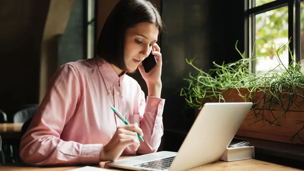 Young Girl writing an article